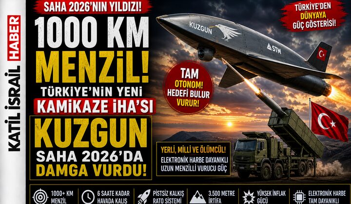 1000 KM MENZİL! Türkiye’nin Kamikaze İHA’sı KUZGUN SAHA 2026’ya Damga Vurdu