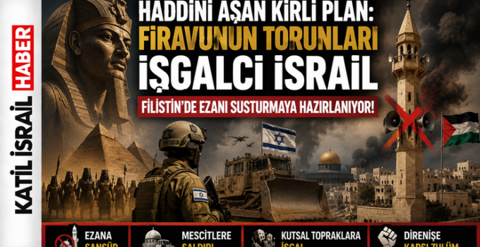 Kudüs'te Mescid-i Aksa minaresi ve gökyüzü önünde ezan yasağını protesto eden Filistinliler.